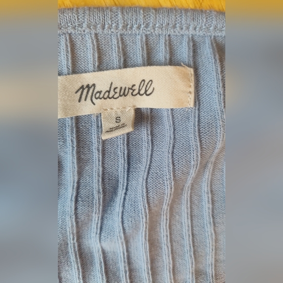 MADEWELL‎ Ribbed Button-Front Crop Tank Terrace Blue Small Square Neckline - Picture 10 of 12